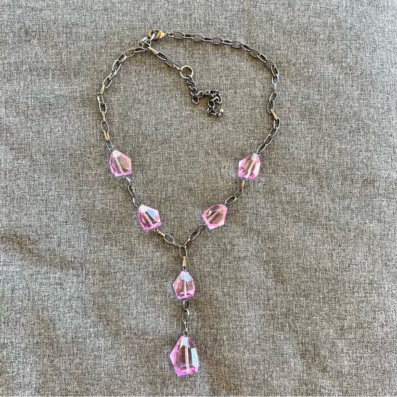 Elegant Pink Crystal Necklace - Picture 3 of 4